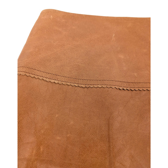 Rare VTG 90s Y2K Cache Camel Leather A Line Preppy Academia Western Mini Skirt 8 - Picture 3 of 7
